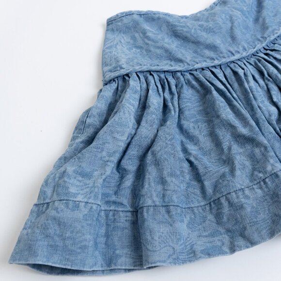 Isabel Marant Étoile Blue Chambray Cotton Linen Tiered Mini Skirt Size 40 - Picture 6 of 9